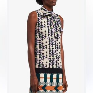 PRADA***Knit Tie-Up Jacquard Sleeveless Sweater***I 38; US 4 $1060